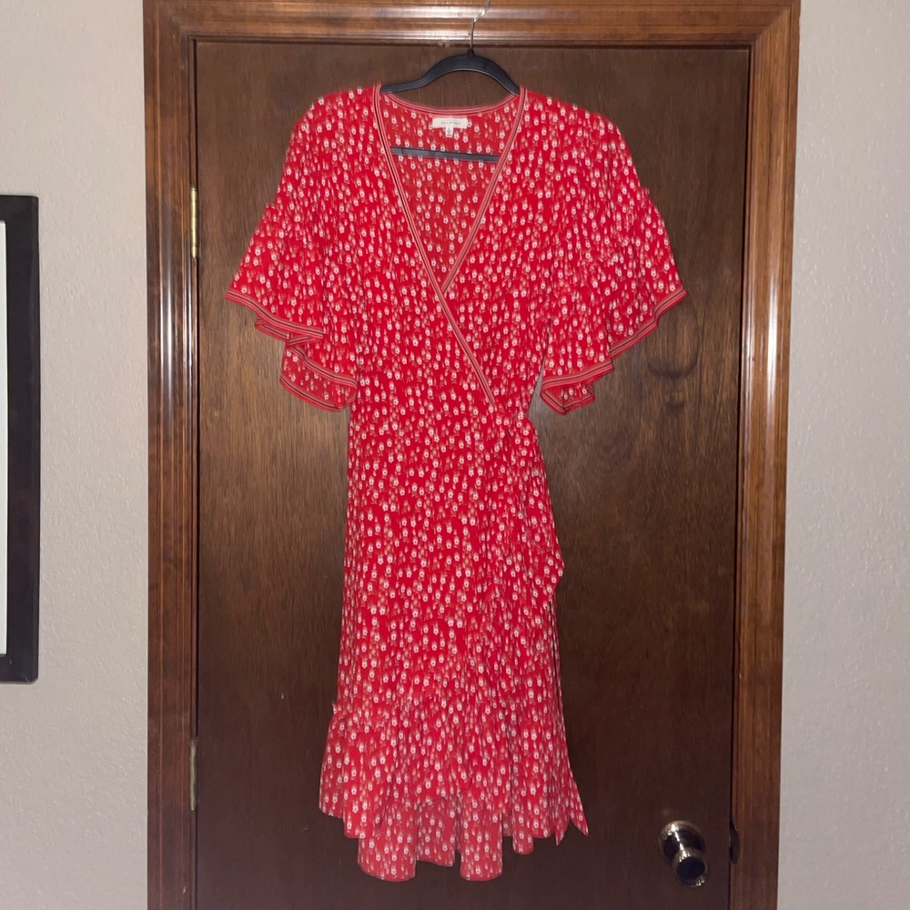 Red floral wrap dress 💃🏼